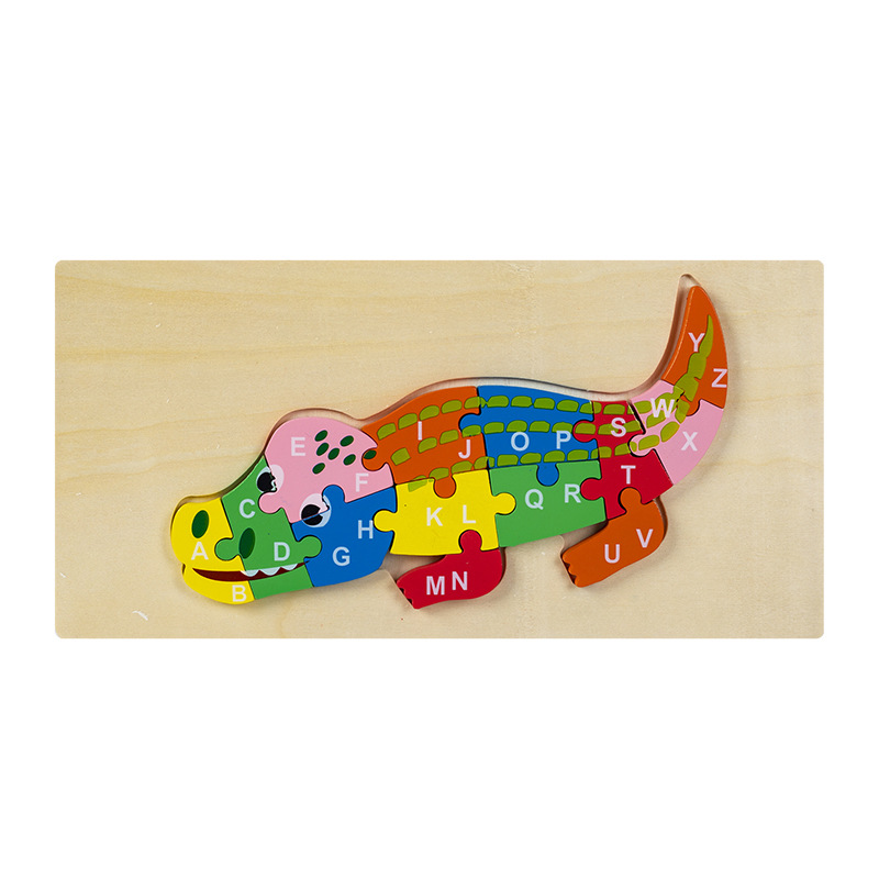 Rompecabezas para niños transfronterizos Animales cognitivos digitales dibujos animados rompecabezas tridimensional educación temprana para bebés iluminación juguetes de madera al por mayor