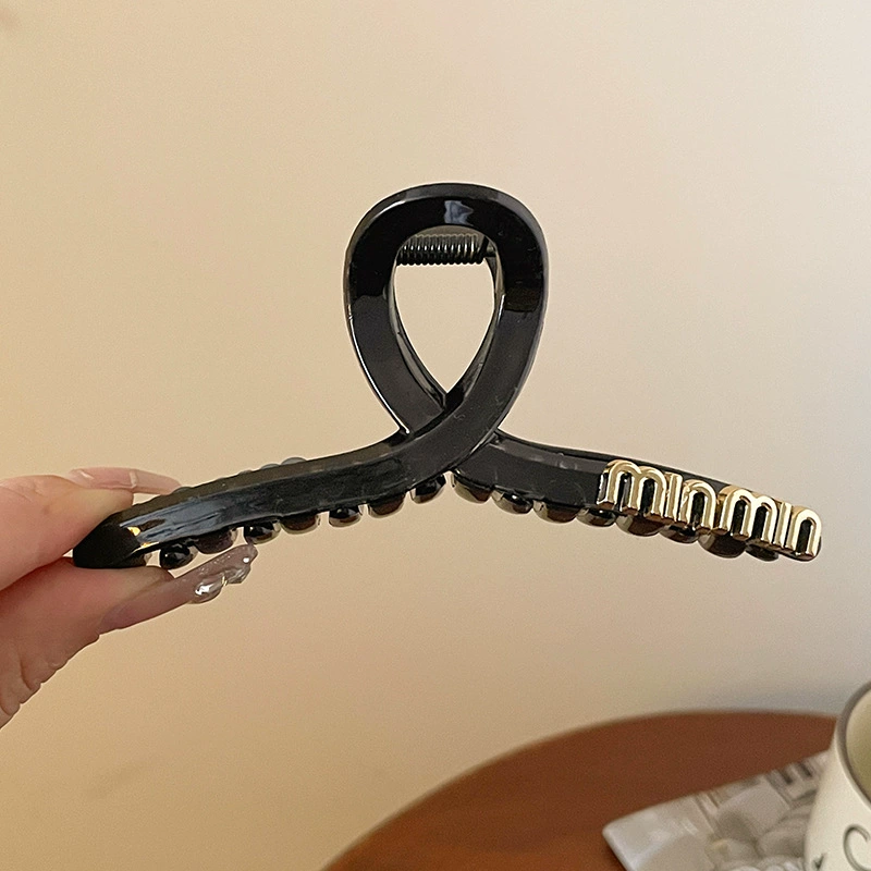 Крабья заколка для волос (hairgrip) акриловая большая булавка, жемчужные вставки, корейский стиль, лёгкая