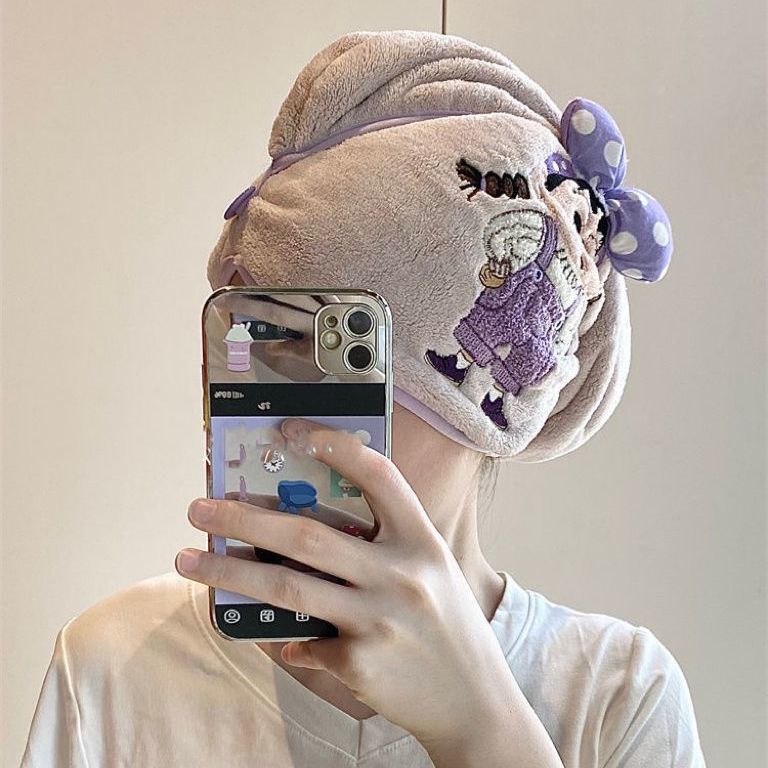 インス風かわいい漫画クレヨンしんちゃん刺繍リボンドライヘアキャップ増粘吸水速乾プルオーバーバンダナ|undefined