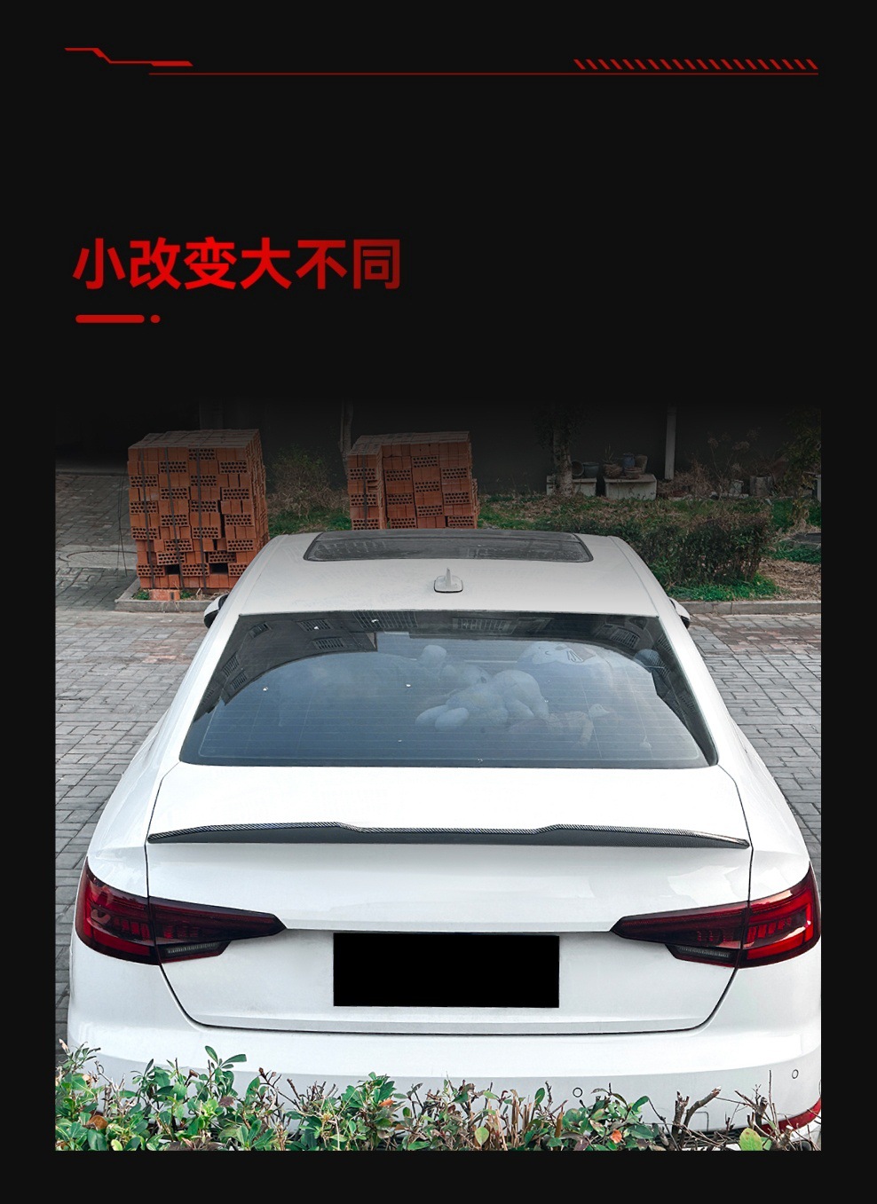 Suitable for 2017-2024 Audi A4 S4 B9 Psm Rear Wing Top Wing Fixed Wing Spoiler Cross-Border Modification Parts