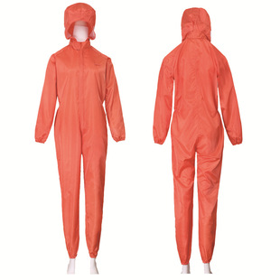 Anti-Static Hooded Coverall Orange Protective Clothing Full-Body Men's and Women's Electrostatic Clothing Spray Paint Electronics Factory Dust-Free Work Clothes