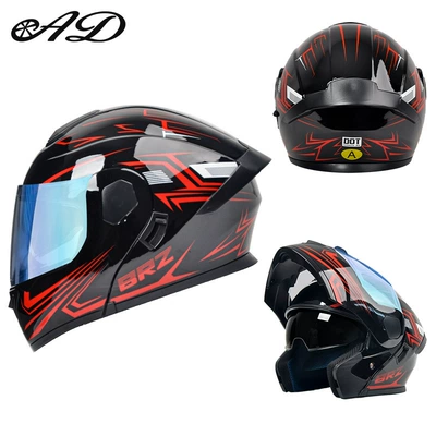 for Men, Full-Face Helmet for All, Motosiklet kaskı (dəbilqə) - dot3c-red-line-aurora-blue-mirror-hd-mirror-m-size-55-56cm