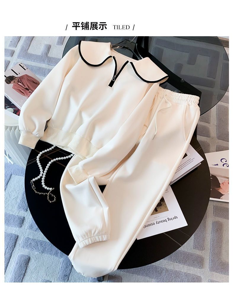 ActiveGo Plus Size High-End Fashion Set For Women 2025 Autumn Winter Loose Stylish Streetwear Sweatshirt And Sweatpants Sports_desvips.com