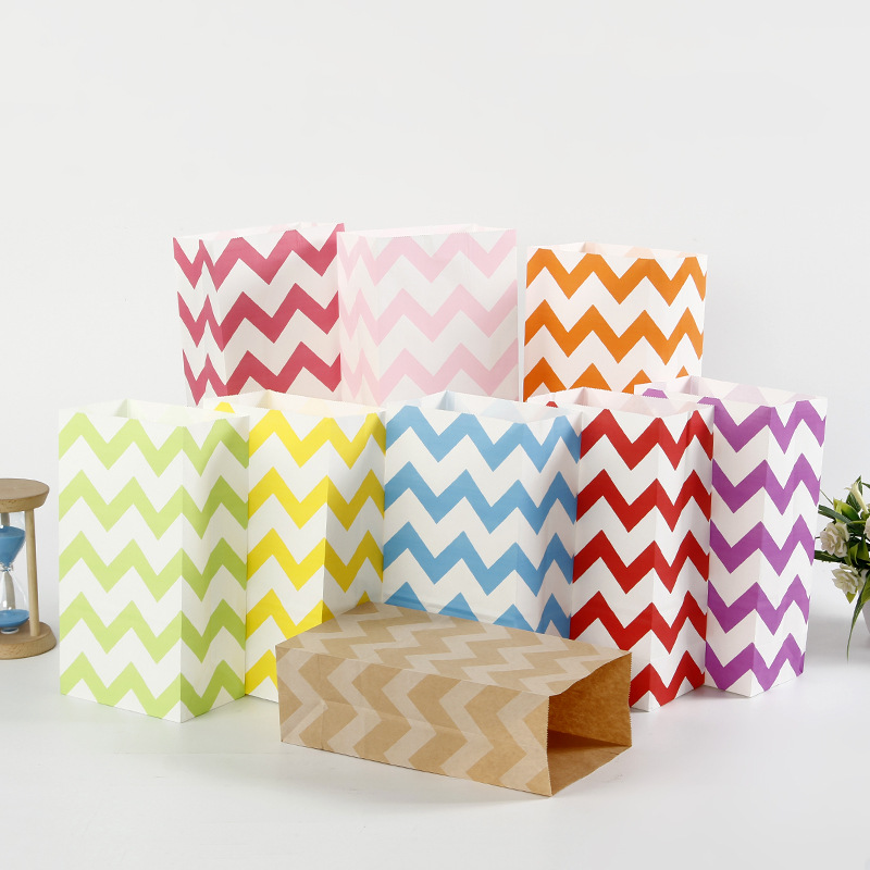 Patrón de onda en stock suministro de fondo cuadrado bolsa de papel de caramelo para hornear bolsa de comida fiesta Fondo cuadrado bolsa de papel de caramelo