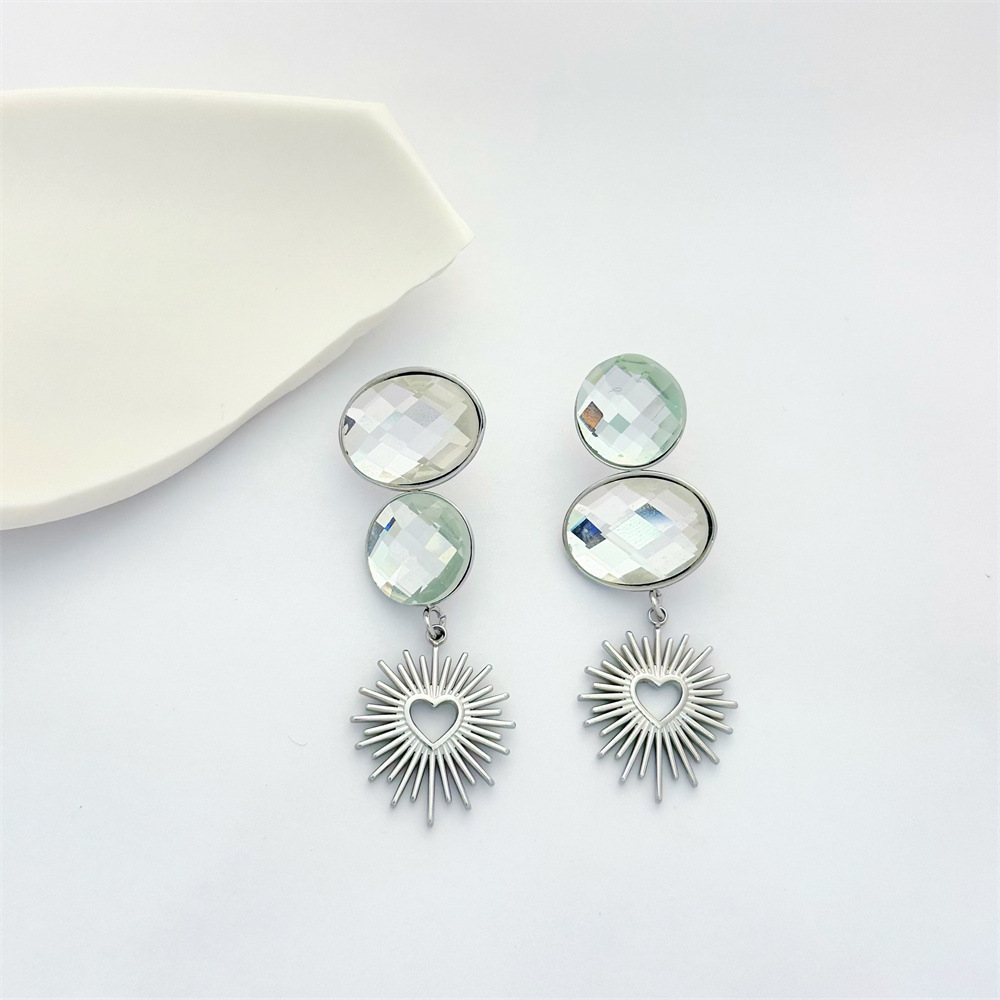 1 Pair Geometric Classic Style 304 Stainless Steel Zircon Drop Earrings display picture 5