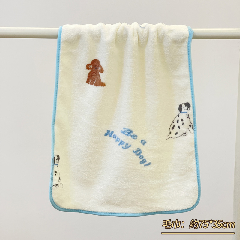 漫画の子犬 肌に優しいフェイスタオル 吸水速乾ラップバスタオル 女性用ヘアドライキャップ バスタオル かわいい3枚セット|undefined