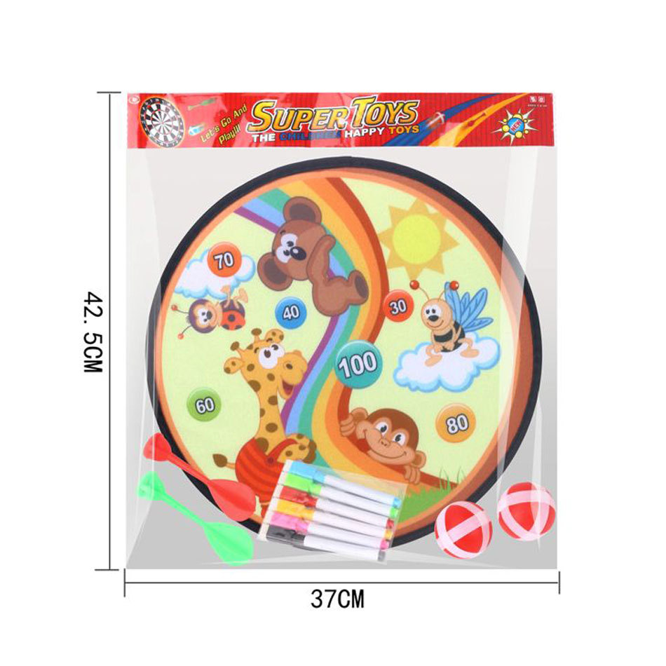 Los niños de BRICOLAJE pintura borrable de dibujos animados de animales graffiti tablero de dibujo de la pared objetivo tablero de dardos bola pegajosa 11 Unid