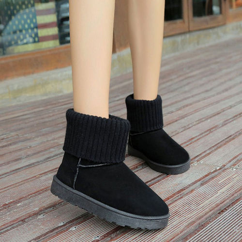 Women's Winter Snow Boots with Fleece Lining, Insulated and Thick Cotton Boots, Versatile Cold-Resistant Thick-Soled Short Boots, Northeastern Cotton Shoes