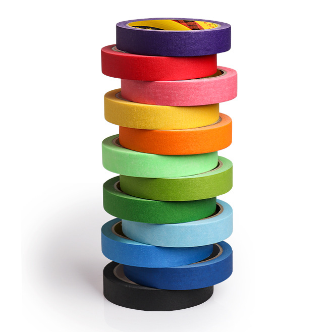 Cinta de papel de textura decorativa de color de alta viscosidad, pintura en aerosol, enmascaramiento, separación de color de arte para niños, cinta de papel de textura de alta temperatura, sin marcas