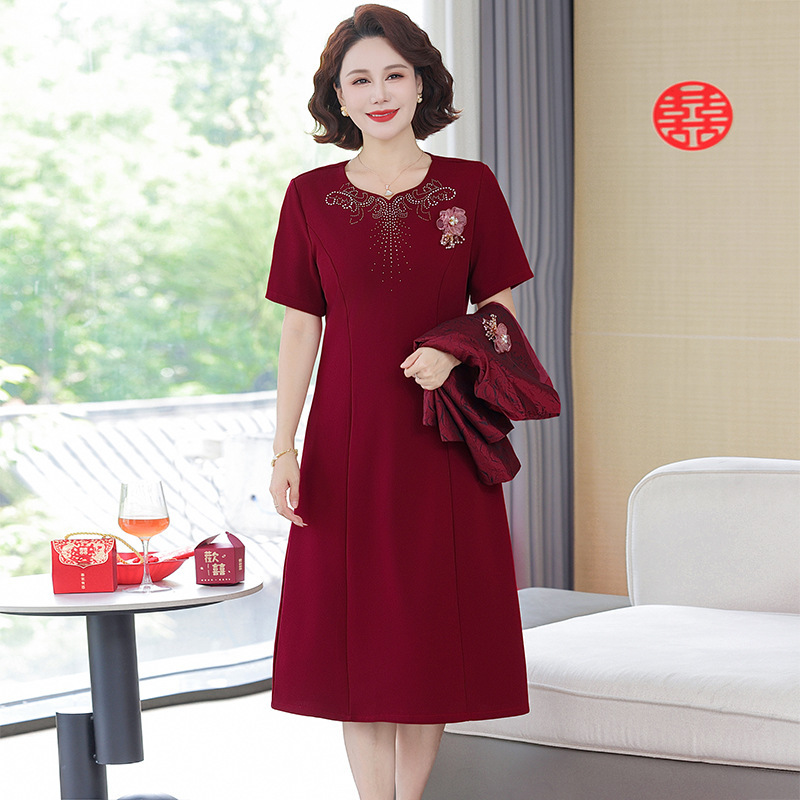 妈妈连衣裙婚宴洋气旗袍中年时尚婆婆结婚礼服高端轻奢两件套套装|undefined