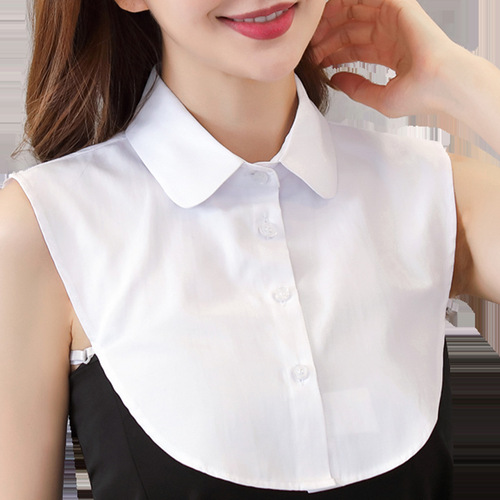 White Striped Collar for Casual Shirt with Adjustable Stand-Up Collar, Suitable for Various Neckline Styles