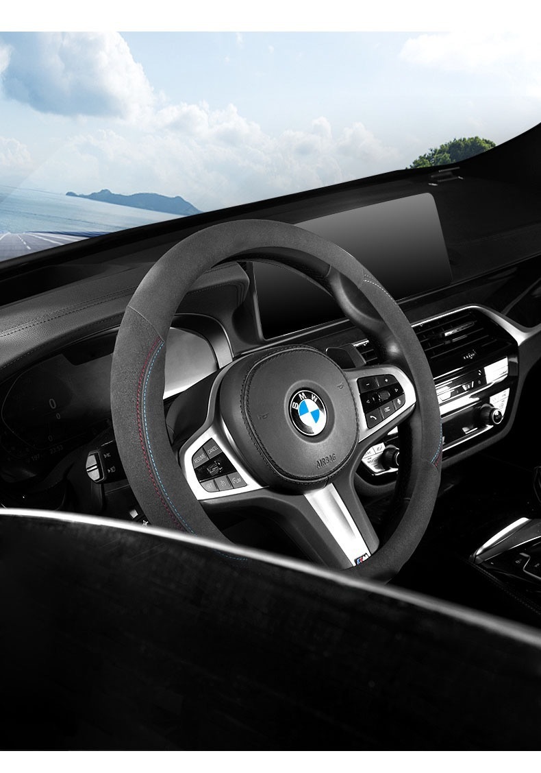 Winter Steering Wheel Cover Suede Leather Suitable for All Seasons Audi Nissan Volkswagen Tesla Bmw Toyota Universal
