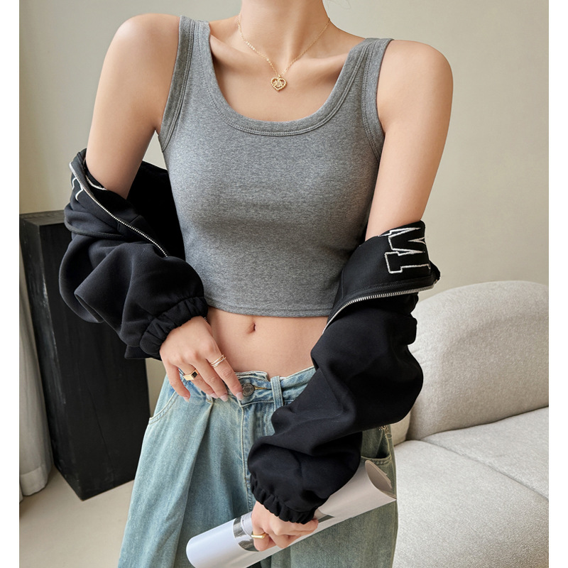 Cotton bottoming slim-fit small camisole hot girl Vest Women's inner white sleeveless short top plus size summer outer wear