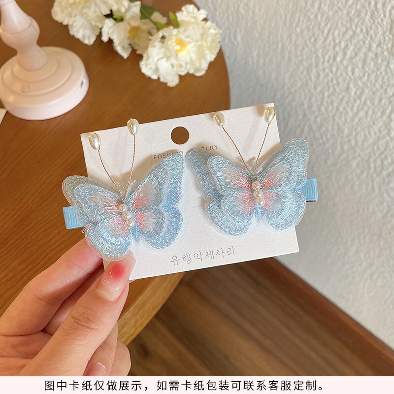 子供用ヘアアクセサリー、女の子用超妖精刺繍蝶ヘアピン、かわいい古代風漢服ヘアピン、プリンセス前髪サイドクリップ|undefined