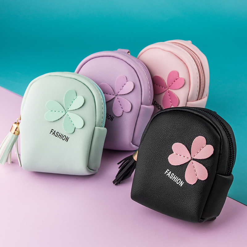 Korean Style Fresh Style Cute Girl Student Coin Purse Leather Small Schoolbag Coin Bag Portable All-in-One ID Bag