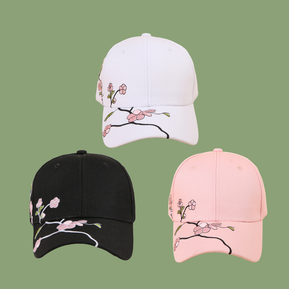 Korean Fashion Wild Embroidery Plum Baseball Cap display picture 12