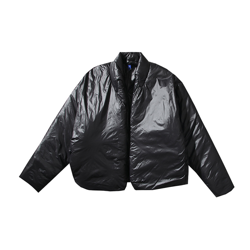 Herrenbekleidung Blaue Seidenbaumwolle Baumwolljacke High Street Herbst und Winter Warme kurze Brotjacke Baumwollmantel_voghion.com