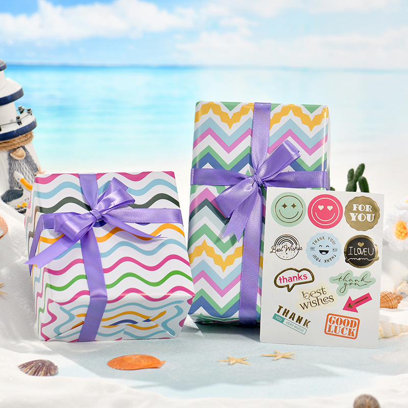 Amazon nueva colorida serie geométrica Día de San Valentín papel de regalo de cumpleaños papel de regalo de vacaciones papel de regalo al por mayor