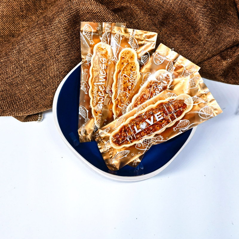 Glutinous rice boat packaging 5.5*15 long snowflake lollipop bag baked candy machine sealed frosted flat pocket 100 pieces