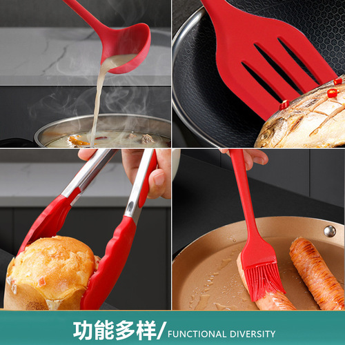 Cross-border silicone spoon and spatula set of 15 pieces non-stick pan silicone utensils food grade household silicone kitchenware wholesale