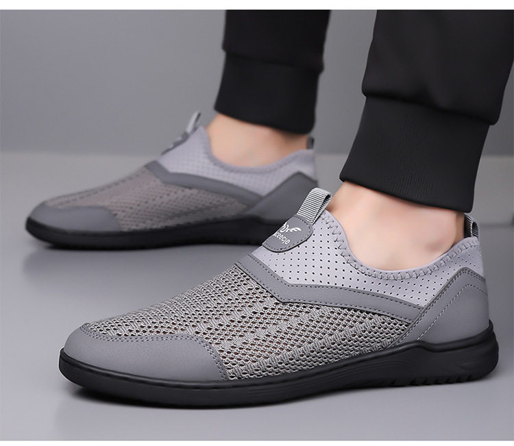 Giày thể thao nam thân lưới thoáng khí khoét lỗ, đế mềm nhẹ đi bộ leo núi lội suối — GX1222 màu đen, Màu be GX1222, Màu xám GX1222 chi tiết 18