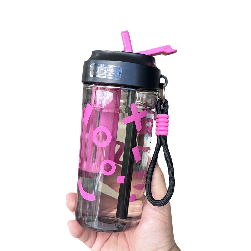 Taza de café de plástico de alto valor nominal Xinbei separación de agua de té de paja taza de bebida directa estudiantes al aire libre para hacer té portátil verano