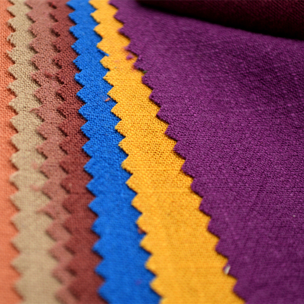 12S亚麻人棉竹节洗水布 流行色麻黏水洗布 太极服休闲风服装用布|ru