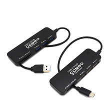 USB C HUB 2.0 Type C 3Port USB Splitter OTG TF SD CardReader