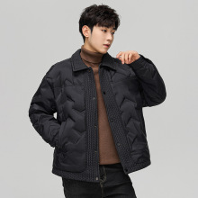 秋冬季户外男装直播爆款跨境拼接羽绒服男工装翻领男士衬衫可二开
