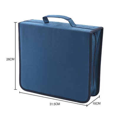 large-capacity disc storage box, CD: Multimediya və saxlama aksesuarları - 256-pieces-of-mercerized-fabric-in-dark-blue