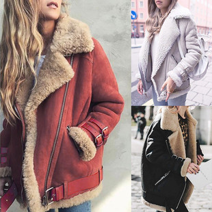 Cross-border New Products Women's Locomotive Imitation Deerskin Velvet Lamb Wool Jacket Lapel Fur Cotton Jacket Jacket