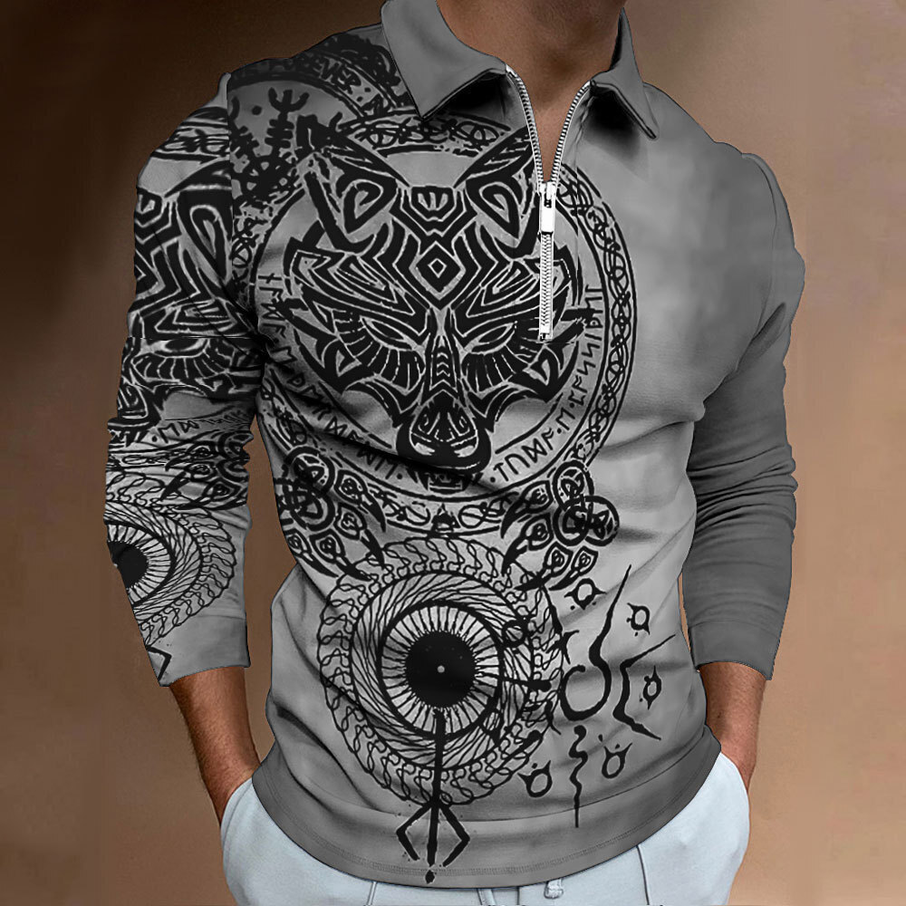 Amazon Independent Station Foreign Trade 2024 Nuevo estilo casual salvaje étnico de manga larga con cremallera POLO MB14