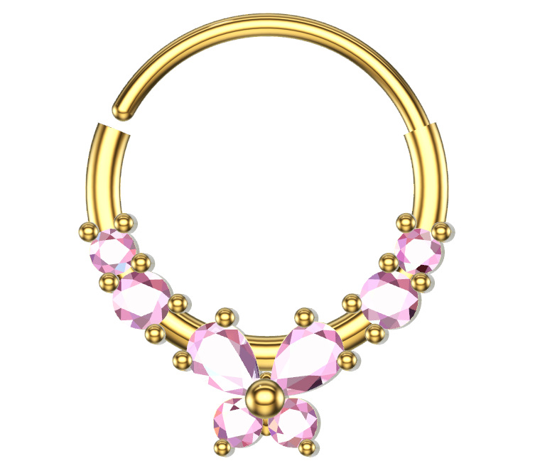 Piercing naso zircone fiocco e orecchie di gatto in rame gioiello_voghion.com