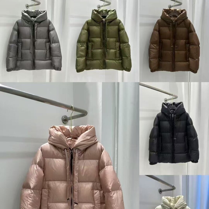 2025冬季欧版M白鸭绒连帽羽绒服女短款面包服高端潮流外套百搭|undefined