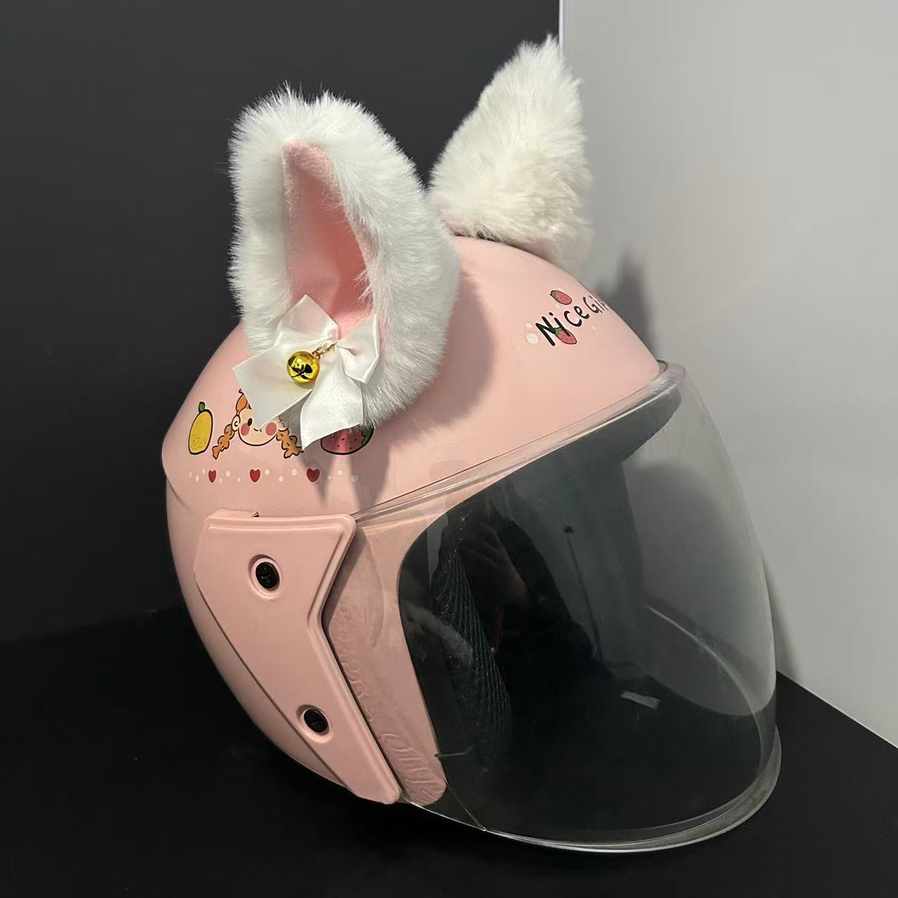 Universal – Helmet Decoration Bell Auto Parts and Accessories - white-pink-ears-white-butterfly-bell