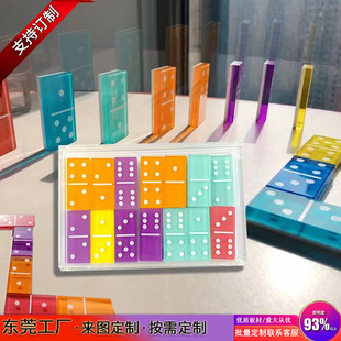 Wholesale Acrylic Dominoes Children's Early Education Adult Stress Relief Rainbow Color Domino Set Building Block Toys
