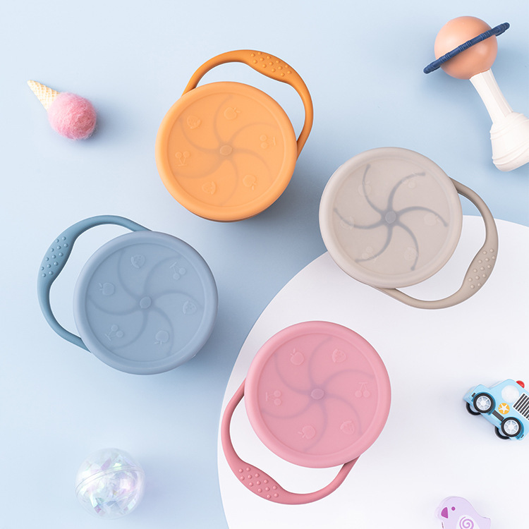 Nuevos productos bebés tazas de bocadillos de silicona, tazas de bocadillos de bebés portátiles con mango a prueba de caídas, tazas de entrenamiento de agua para niños