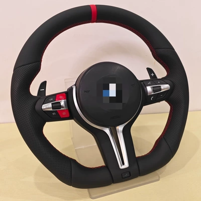 New red button with stitching Steering wheel - m5-only