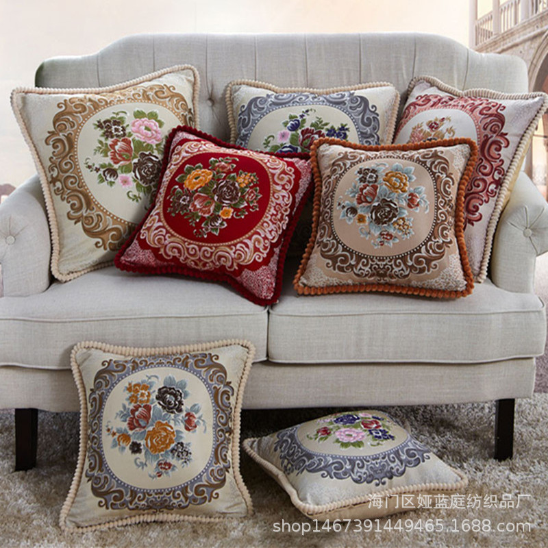 外贸跨境出口金丝绒欧式抱枕办公室汽车沙发腰靠家具店大靠垫批发