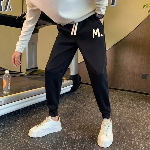 Spring and Autumn trendy brand sweatpants for men, 2024 Meilad-style athletic pants—casual ankle-tied cropped trousers.