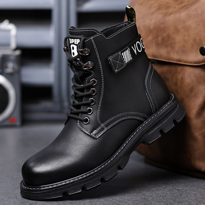 Herren Martin Lederstiefel Britischer Stil Schnürschuhe_voghion.com