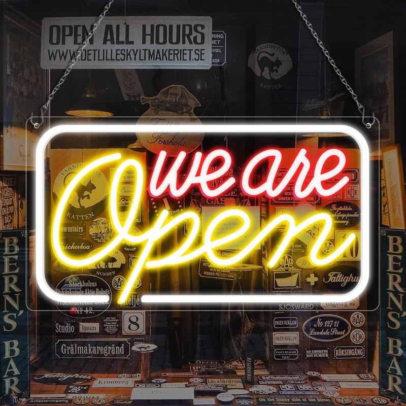 跨境open霓虹灯发光字营业中USB口亚克力LED酒吧造型霓虹灯牌工厂|undefined