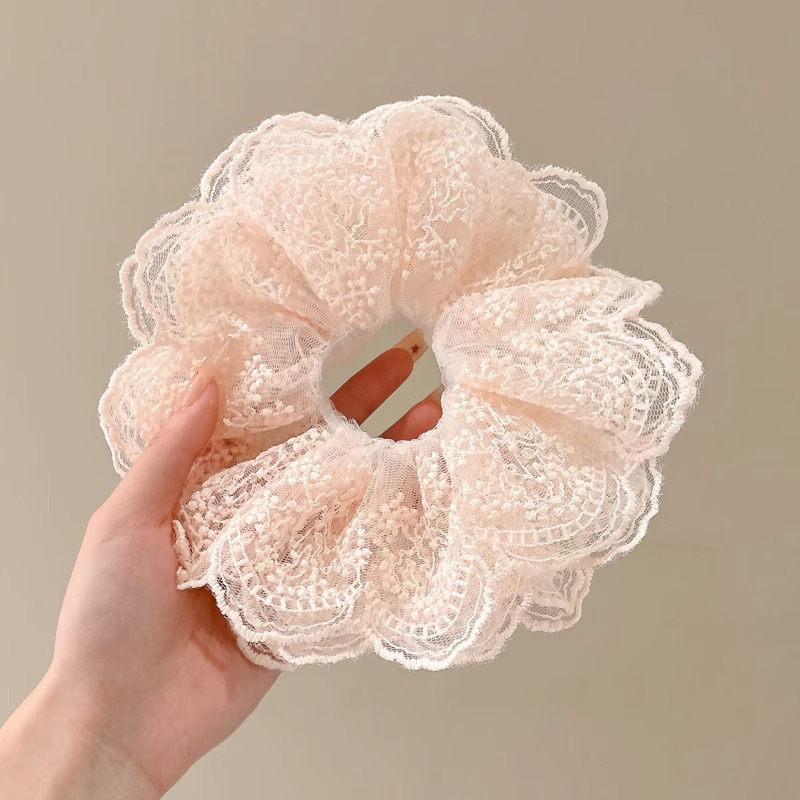 Corbata de pelo de intestino de lunares de crema grande coreana, gomas de goma de cola de caballo suaves para mujer, accesorios para el cabello de bola, accesorios para el cabello, cuerda para la cabeza