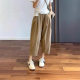 Pure Cotton Casual Wide-Leg Pants Women's Thin Summer Korean Style plus size Loose High Waist Slimming Cropped Workwear Straight Pants