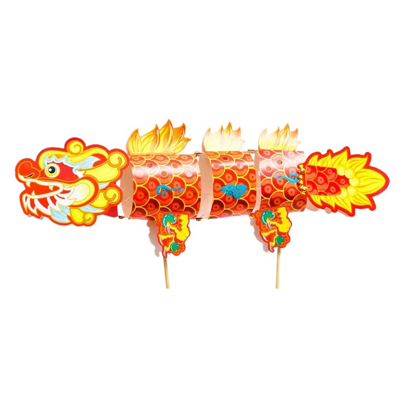 Lámpara de baile de dragón para niños dragón de juguete Día de Año Nuevo Apoyos de la danza del Dragón danza jardín de infantes estudiantes de primaria Rendimiento de escenario Festival Juguetes