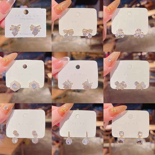 S925 Silver Needle Zircon Pearl Earrings High Fashion Bow Retro Earrings Design Earrings Korean Earrings