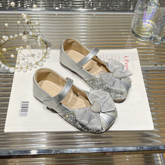 Girls' Princess Shoes 2023 Spring and Autumn New Soft Bottom Little Girl Bowknot Children's Rhinestone Girls' Baby Performance Single Shoes 
