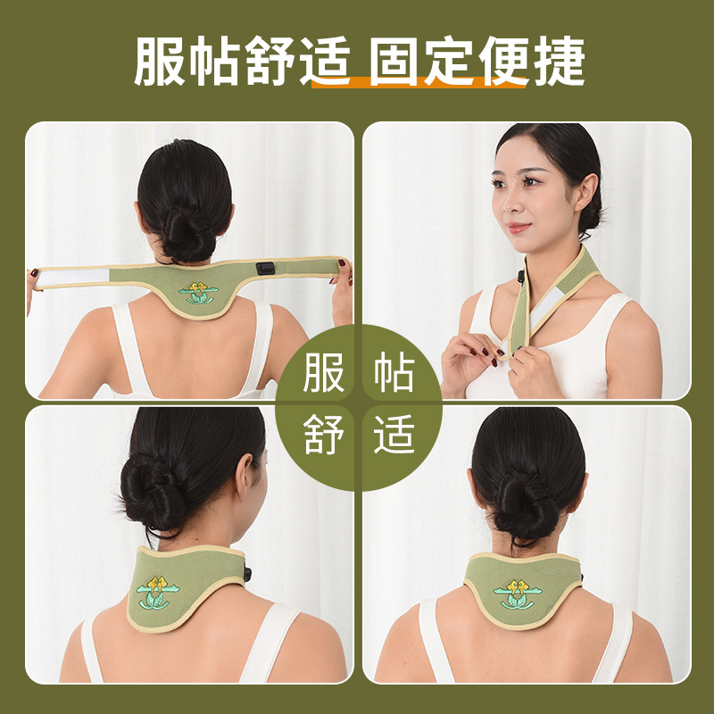 Electric Heated Neck and Shoulder Wrap Mugwort Heat Therapy Collar for Warm Compress Care in use