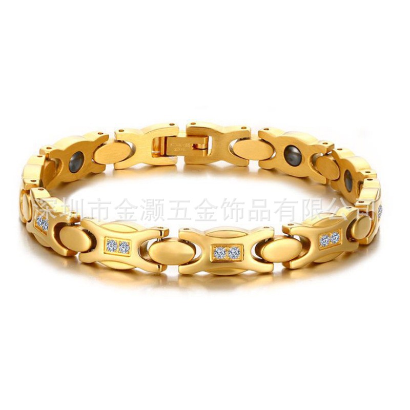 Factory spot diamond-encrusted titanium steel hot selling bracelet simple Korean version of black stone bracelet factory wholesale