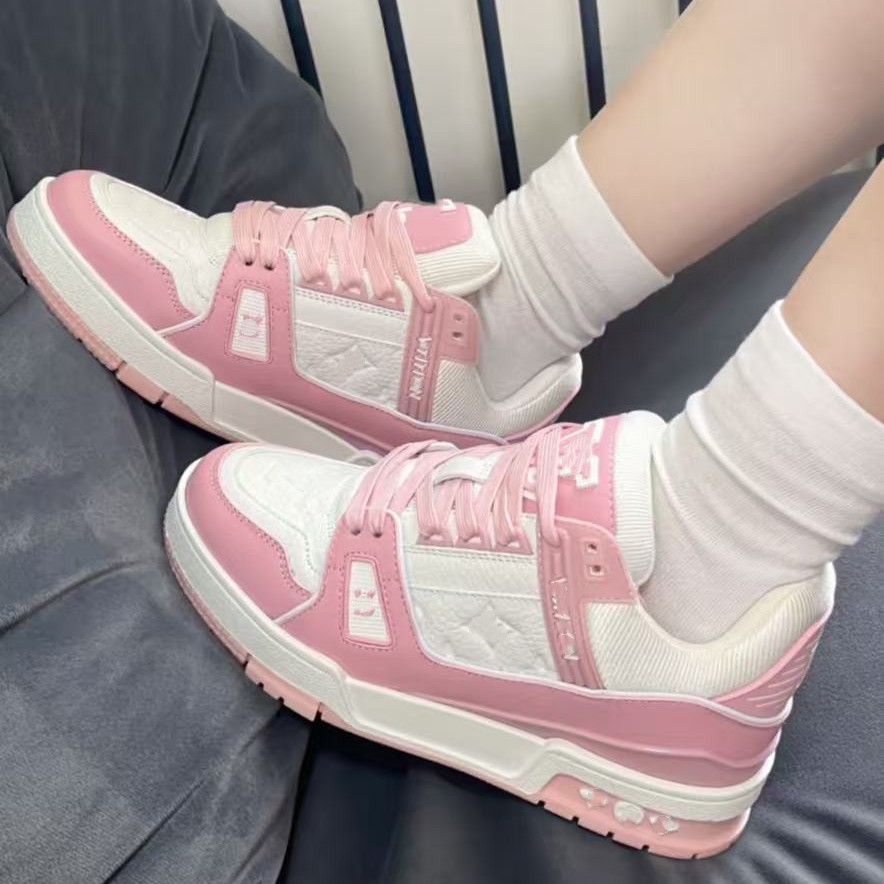 Pure original high-quality version of LV trainer printed sneakers for men and women, versatile, comfortable, casual, height-increasing sneakers for couples